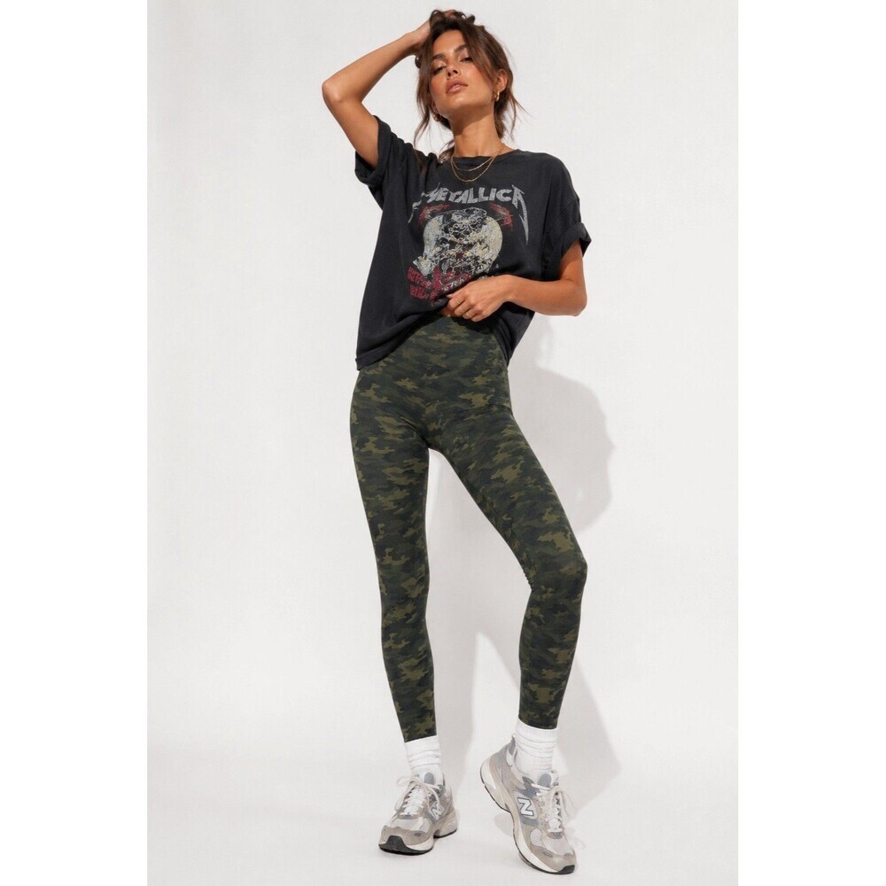 Spanx Leggings Look At Me Now Seamless Green Camo High Waisted FL3515 S Small